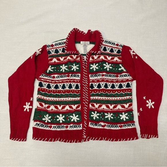 Yarnworks Ugly Christmas Sweater Cardigan - Picture 1 of 16